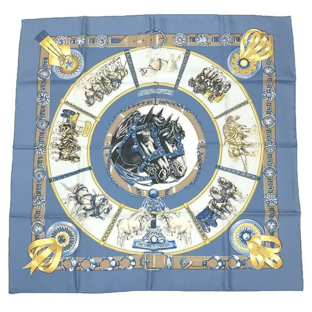 HERMES Authentic Blue Silk Scarf - Picture 1 of 3